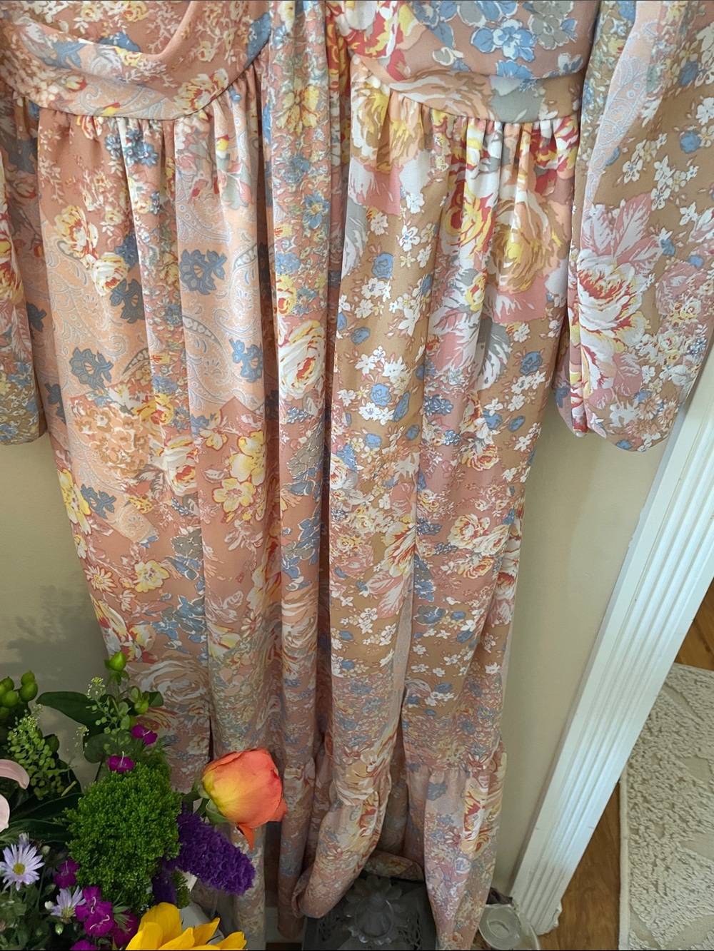 Inspired Hearts Floral Maxi Dress in Blush, Blue, Yellow - Picture 8 of 14